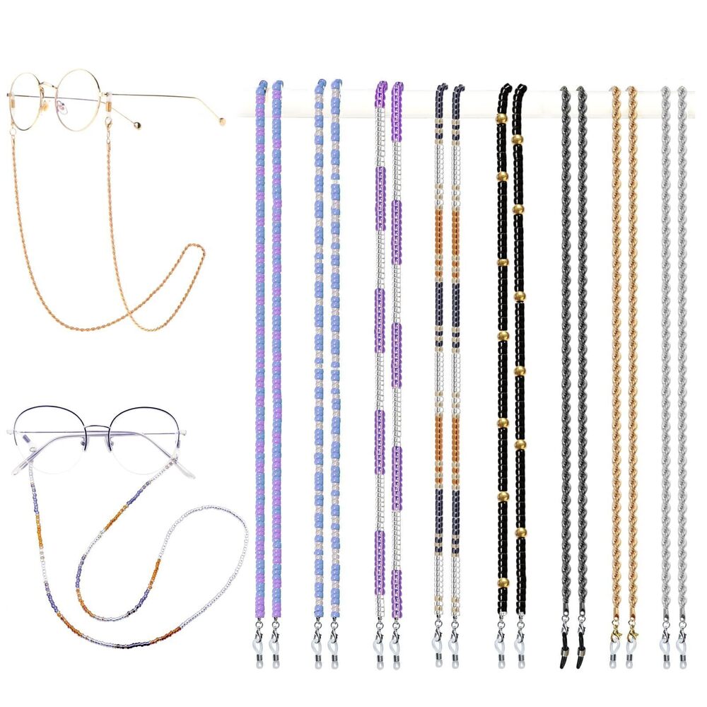 6451 Eyeglass Chain,8 Pcs Beaded Eye Glasses Strap Holders around Neck &